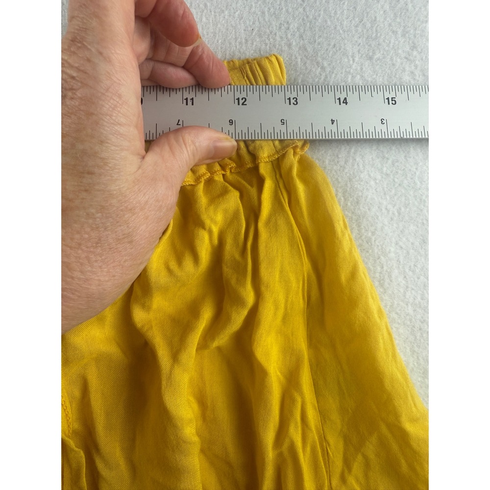 Umgee Ruffle‎ Mini Skirt Elastic Waistband Drawstring Yellow Women's Size S - Picture 4 of 7